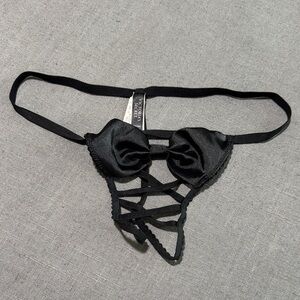 Victoria's Secret Black Satin Strappy Panty crotchless size medium